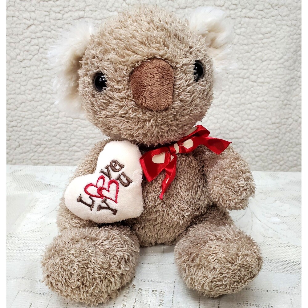 Dan Dee Valentine Koala Bear Plush 10" Brown Stuffed Animal I Love You Heart